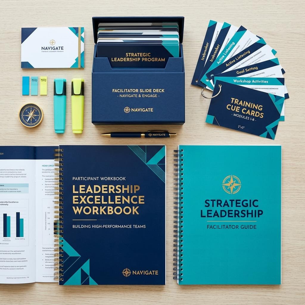 Desk flatlay of PMP trainer materials